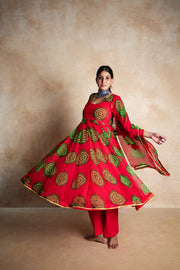 Arzu Red-Green Anarkali Set 1