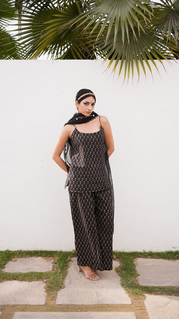 Gulrukh Black Straight set Gulabo Jaipur