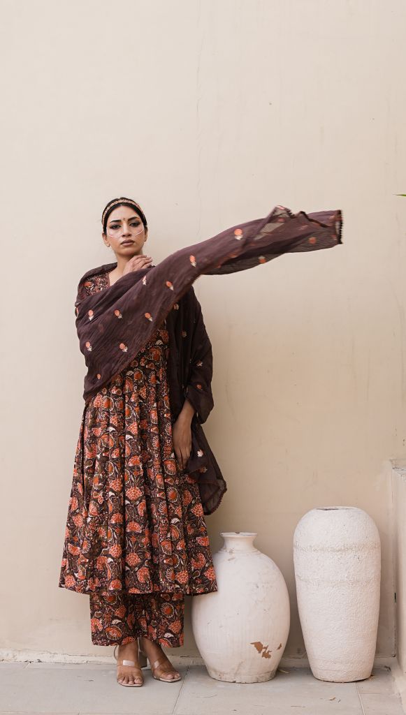 Arwa Brown  Anarkali Set