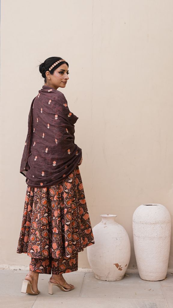 Arwa Brown  Anarkali Set