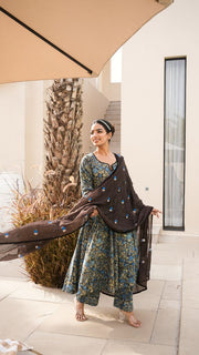 Arwa Navy Brown Anarkali Set 3