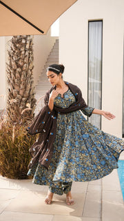 Arwa Navy Brown Anarkali Set 4