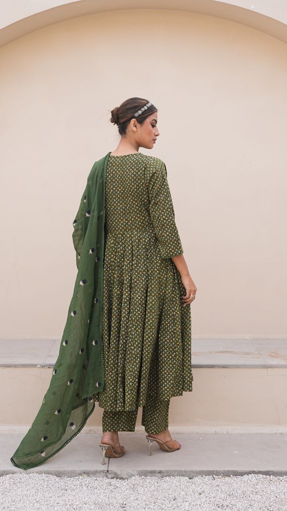 Arwa Green Anarkali Set