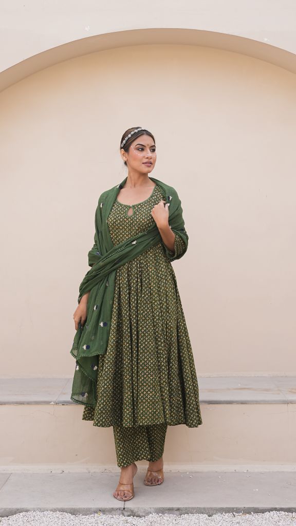 Arwa Green Anarkali Set