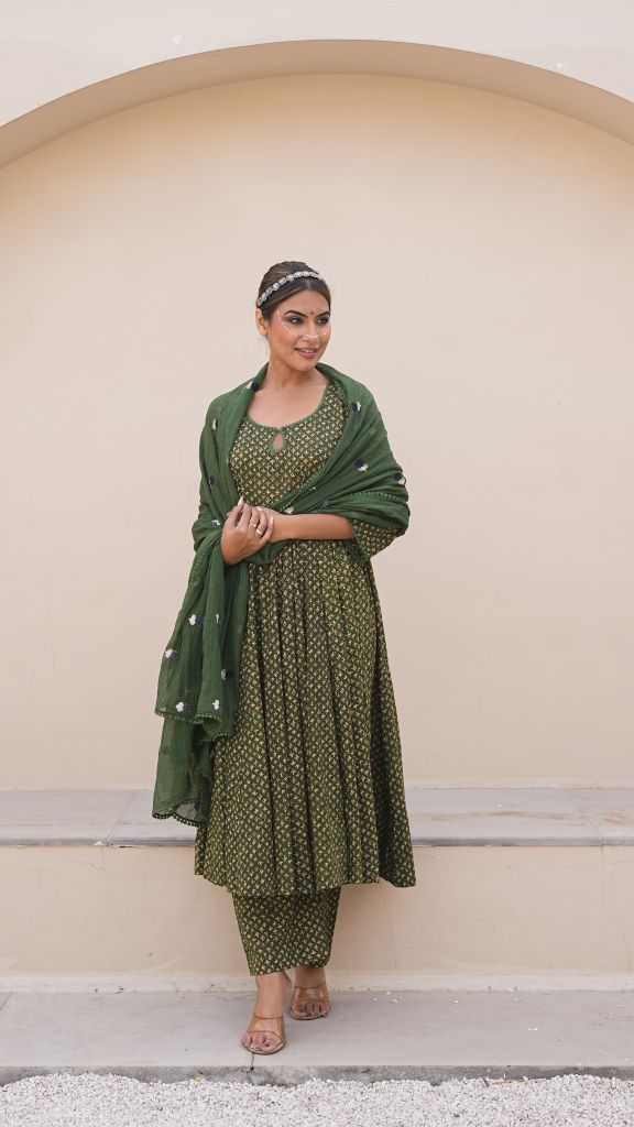 Arwa Green Anarkali Set