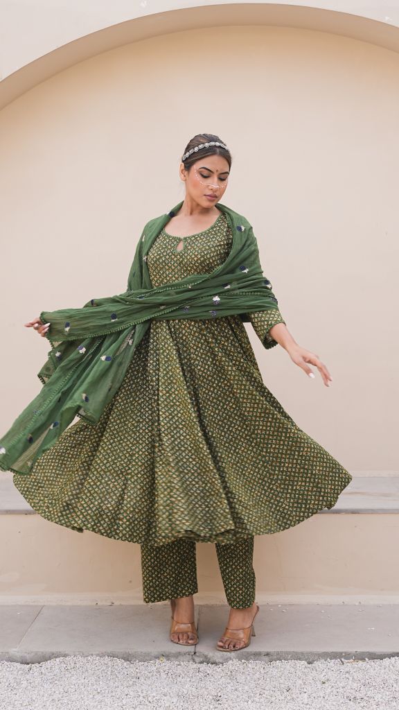Arwa Green Anarkali Set