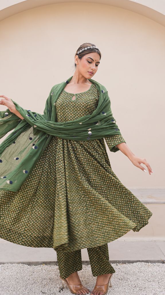 Arwa Green Anarkali Set