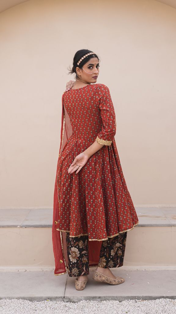 Ira Red Anarkali Set Gulabo Jaipur