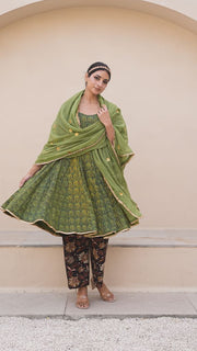 Ira Green Jaal Anarkali Set 2