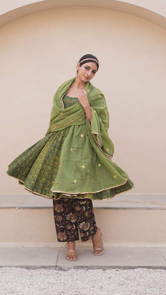Ira Green Jaal Anarkali Set Gulabo Jaipur