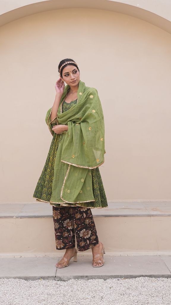 Ira Green Jaal Anarkali Set Gulabo Jaipur