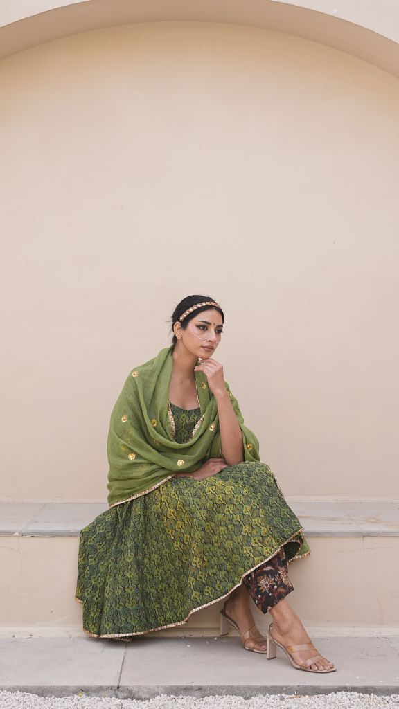 Ira Green Jaal Anarkali Set Gulabo Jaipur