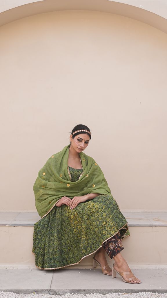 Ira Green Jaal Anarkali Set Gulabo Jaipur