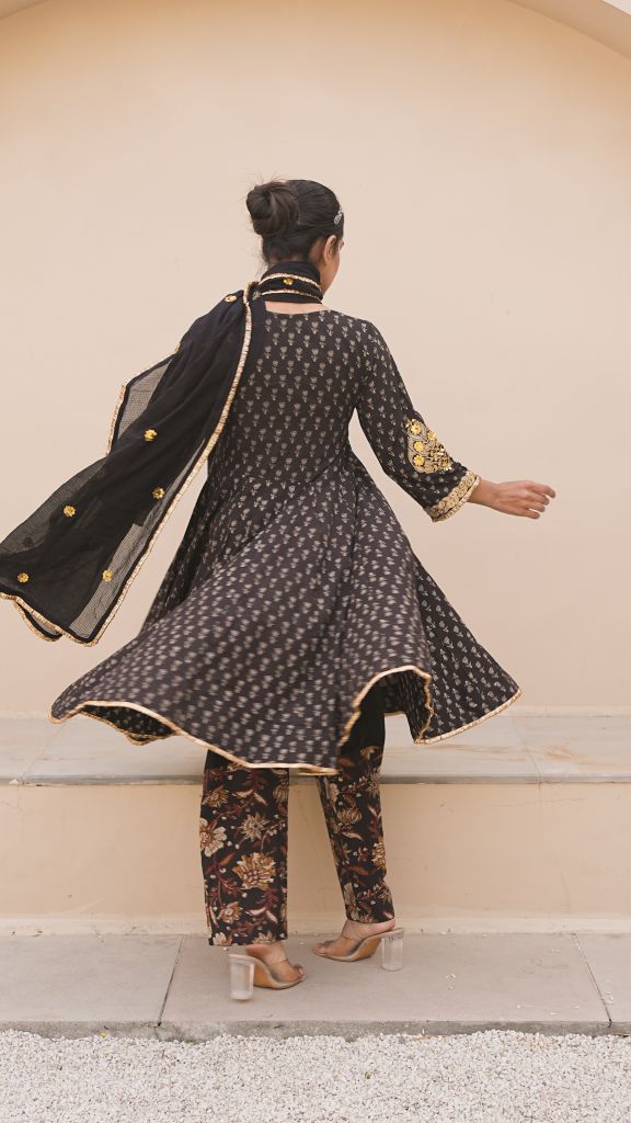 Ira Black Anarkali Set Gulabo Jaipur