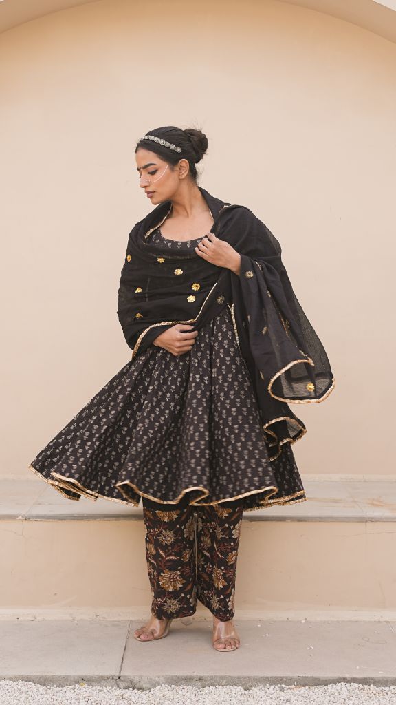 Ira Black Anarkali Set Gulabo Jaipur