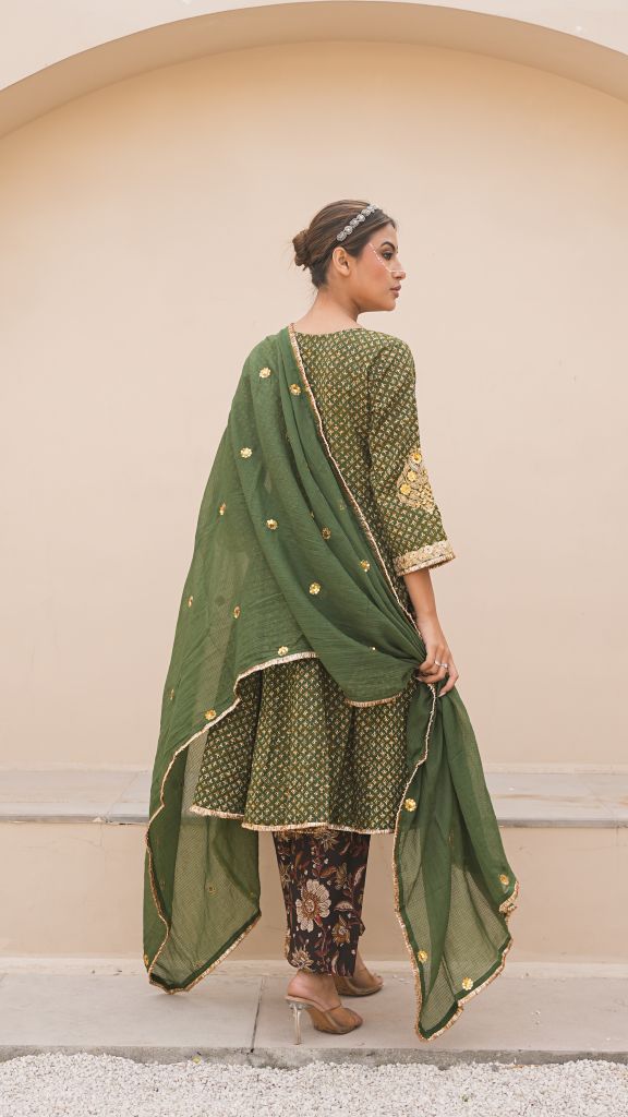Ira Green Butti Anarkali Set