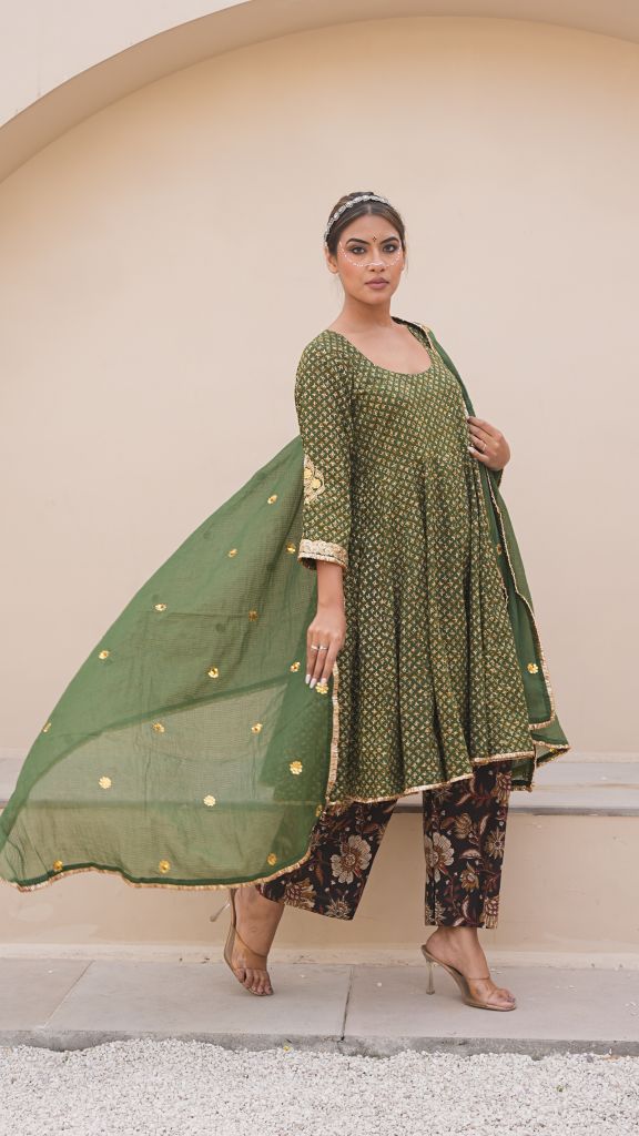 Ira Green Butti Anarkali Set