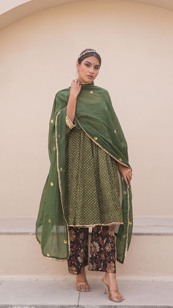Ira Green Butti Anarkali Set Gulabo Jaipur