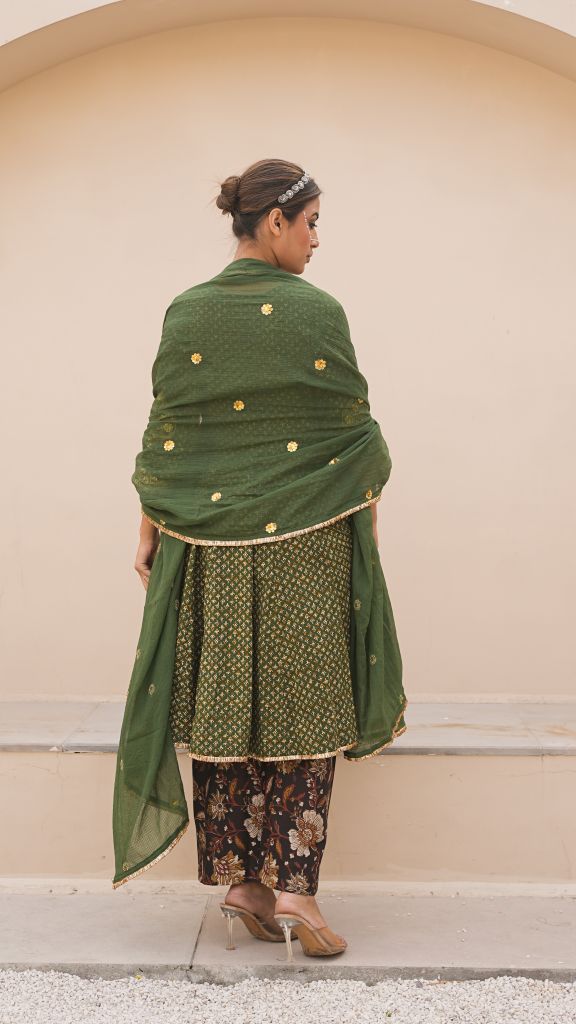 Ira Green Butti Anarkali Set Gulabo Jaipur
