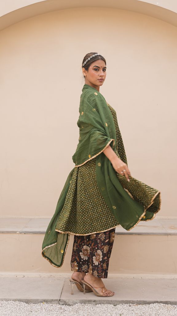 Ira Green Butti Anarkali Set Gulabo Jaipur