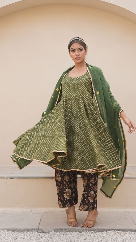 Ira Green Butti Anarkali Set Gulabo Jaipur