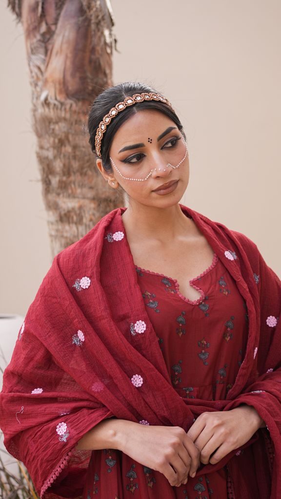 Arwa Maroon Anarkali Set