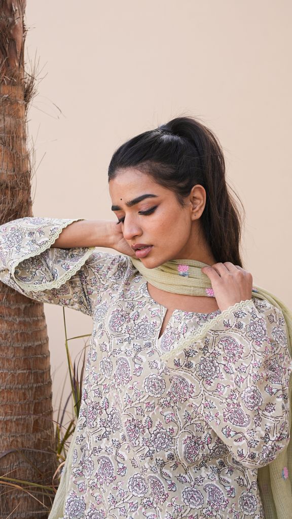 Afsana Mint Straight Set Gulabo Jaipur