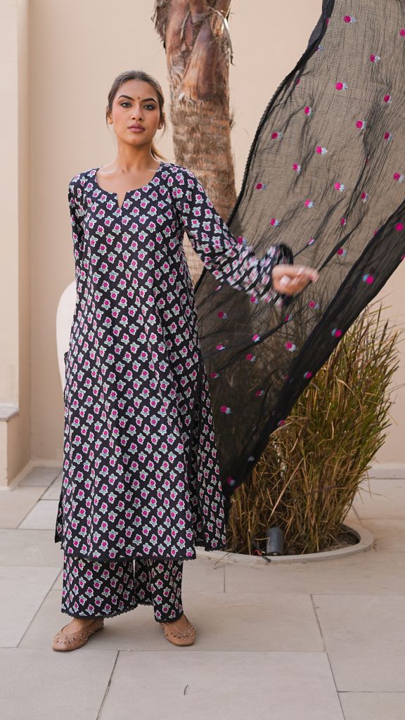 Afsana Black  Straight Set Gulabo Jaipur