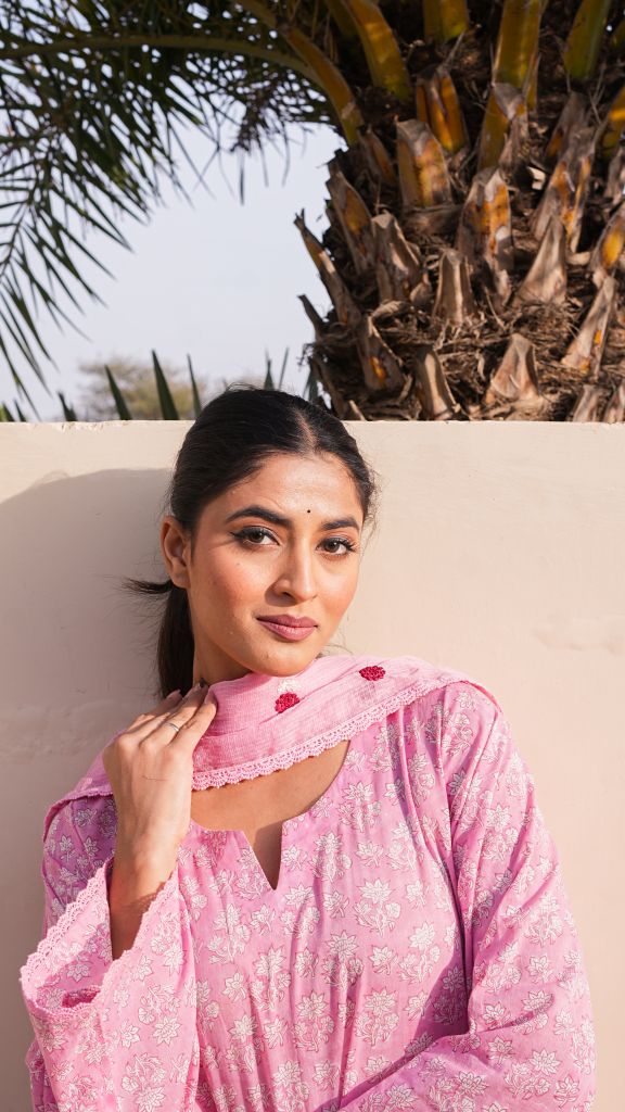Afsana Pink Straight Set Gulabo Jaipur