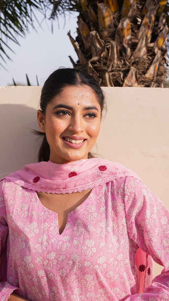 Afsana Pink Straight Set Gulabo Jaipur