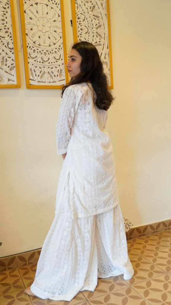 White Chicken Sharara Set
