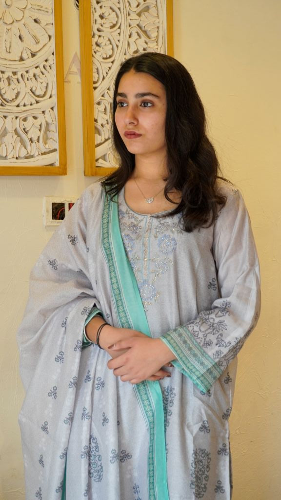 Pakistani  Grey Straight Set