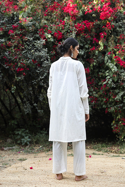 Gita White Cotton Kurta Set With Pant