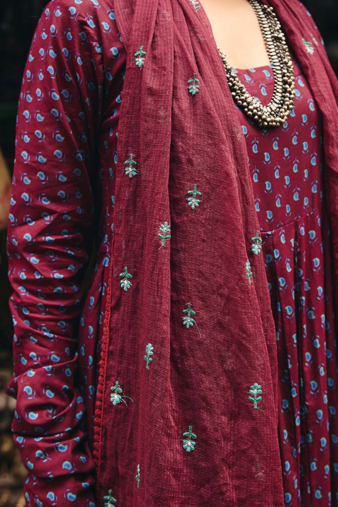 Umrao Wine Anarkali Set