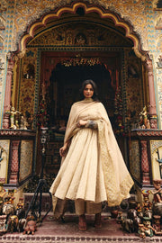 Zeenat White Golden Anarkali Set 2