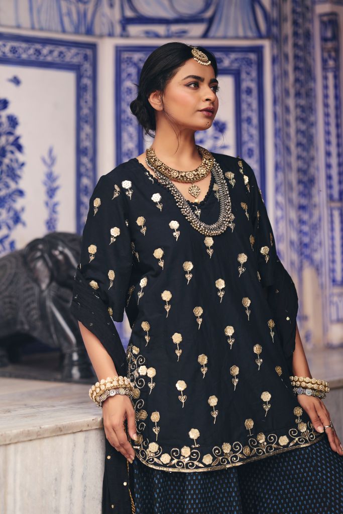 Sheesh Black Sharara Set