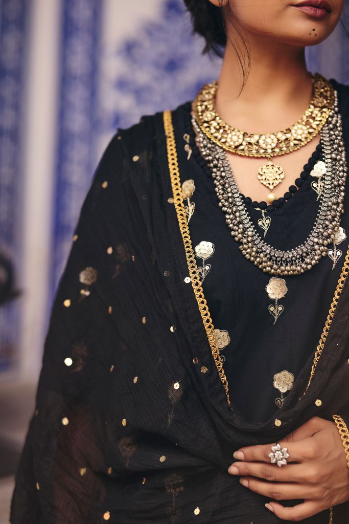 Sheesh Black Sharara Set