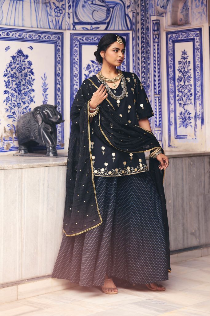 Sheesh Black Sharara Set