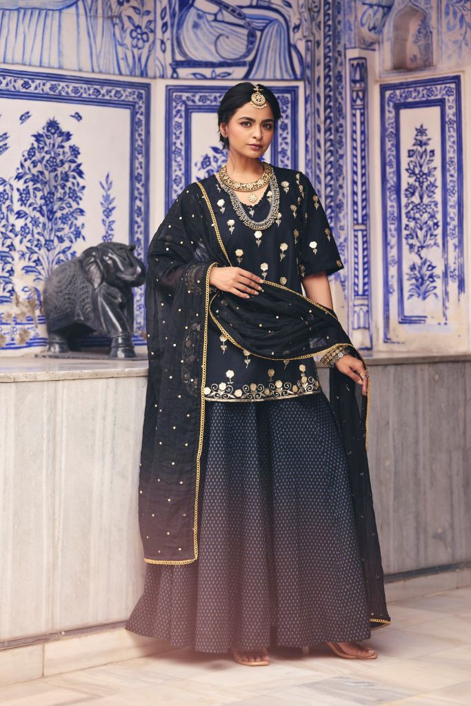 Sheesh Black Sharara Set
