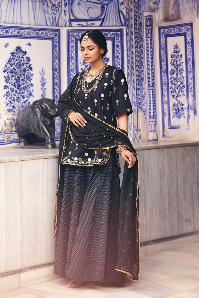 Sheesh Black Sharara Set