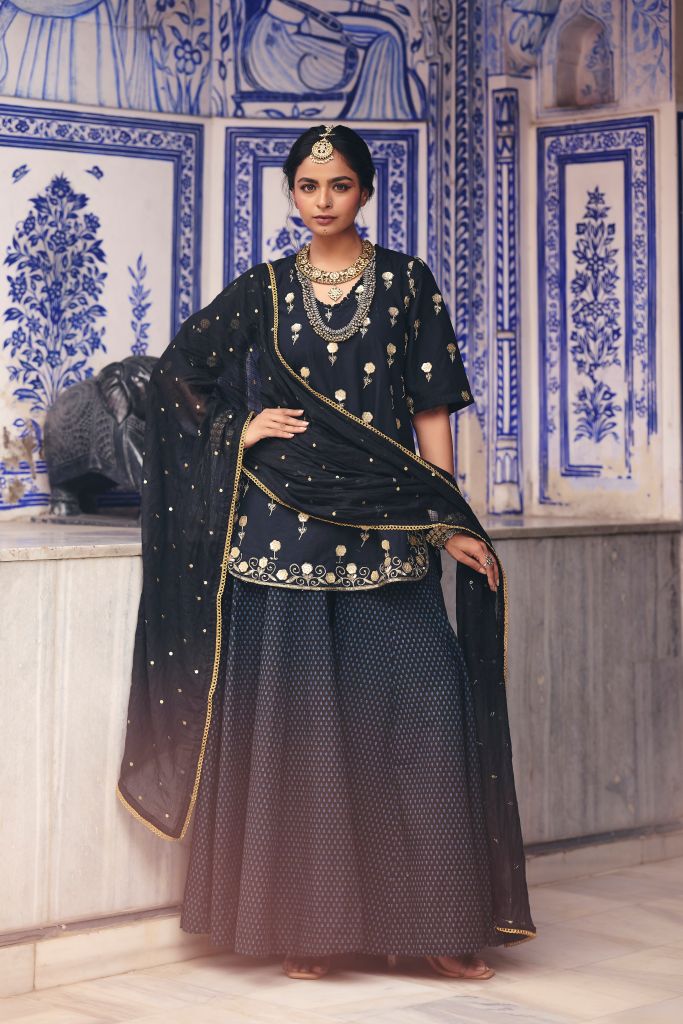 Sheesh Black Sharara Set