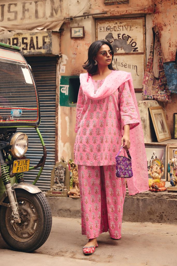 Fiza Pink Straight Set