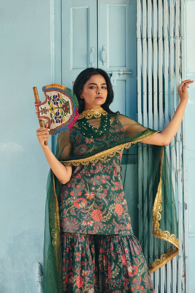 Leela Emerald Sharara Set Gulabo Jaipur
