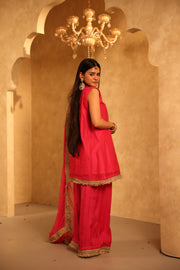Mikka Pink Sleeveless Chanderi Mirror Work Kurta Set With Chiffon Dupatta - view 8