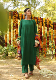 Hema Green Silk Straight Set With Leheriya Dupatta 3