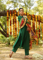 Hema Green Silk Straight Set With Leheriya Dupatta 4