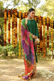 Hema Green Silk Straight Set With Leheriya Dupatta 6