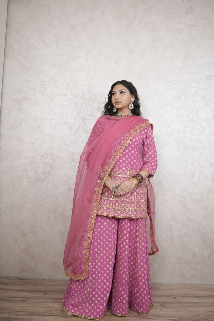 Zuri Rani Pink Sharara Set