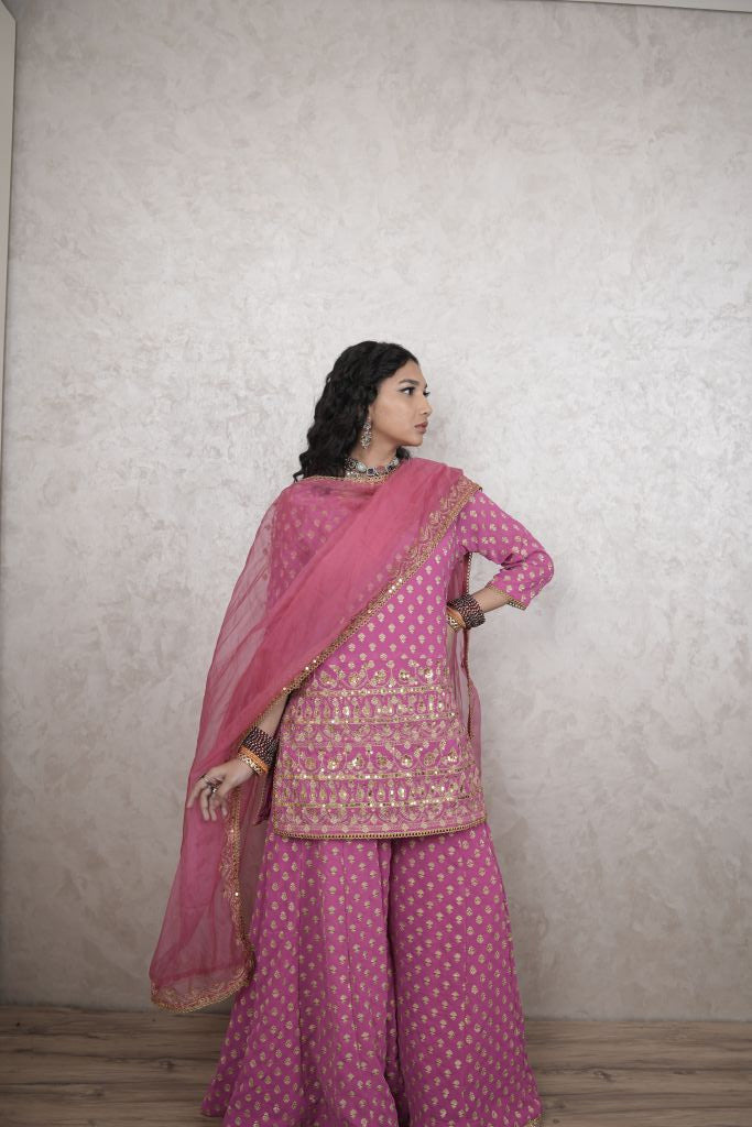 Zuri Rani Pink Sharara Set