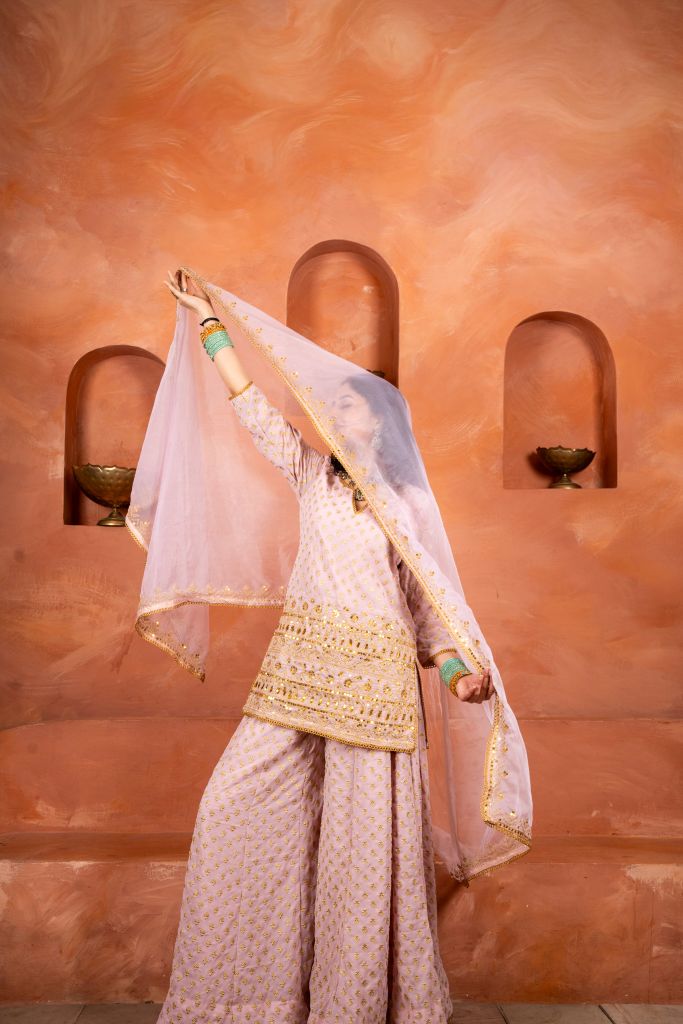 Zuri Light Pink Sharara Set
